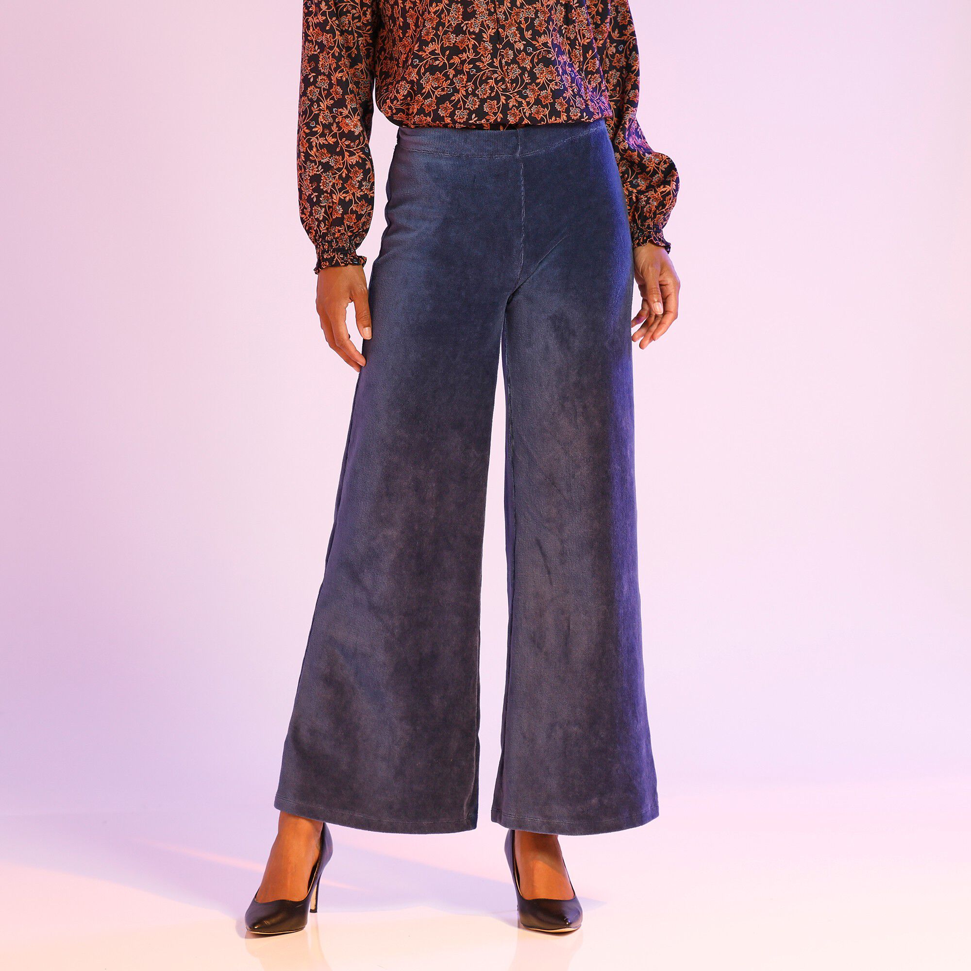 Pantalon large en velours hyper confort