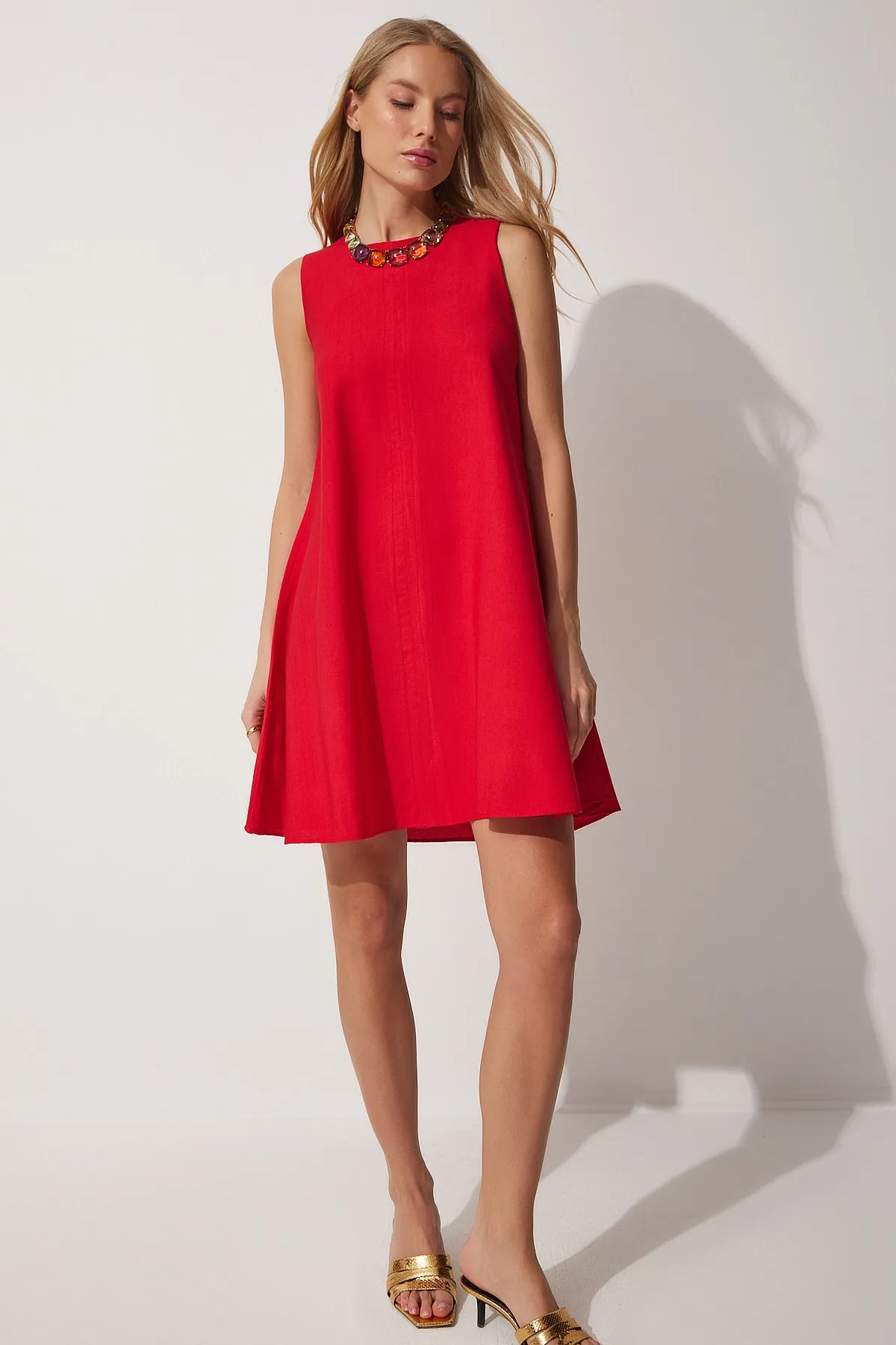 Happiness İstanbul  Damen Tile Summer Woven Bell Dress BF00067