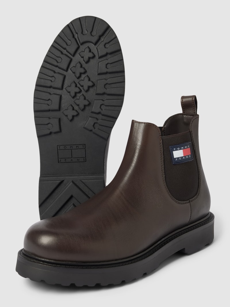 Chelsea Boots mit Label-Detail Modell 'NAPA LEATHER' in dunkelbraun