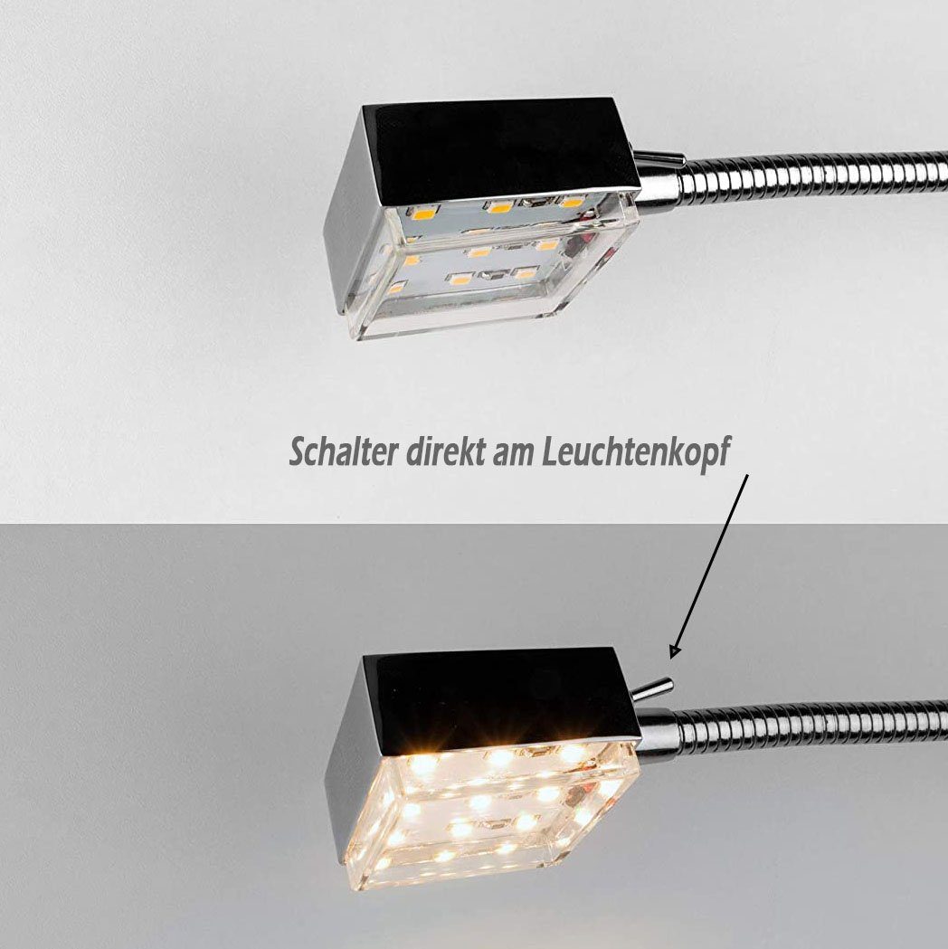 Yu Yang Bettleuchte 9CH, LED fest integriert, Warmweiß, LED Leseleuchte, Warmweiß, 2er Set, mit Trafo, mit flexiblem Schwanenhals
