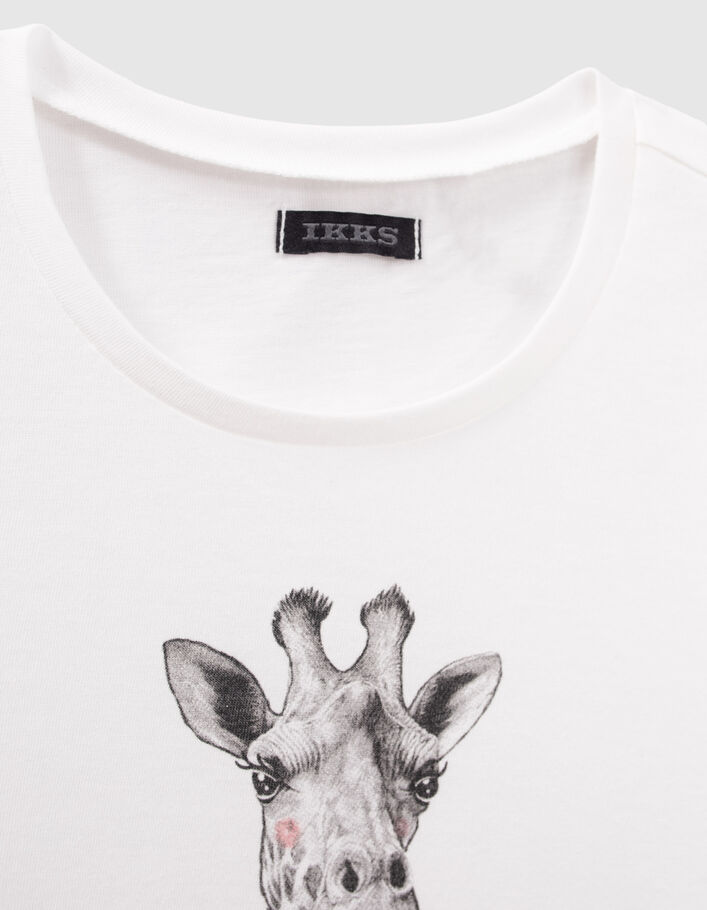 T-shirt blanc cassé visuel girafe-ballerines fille