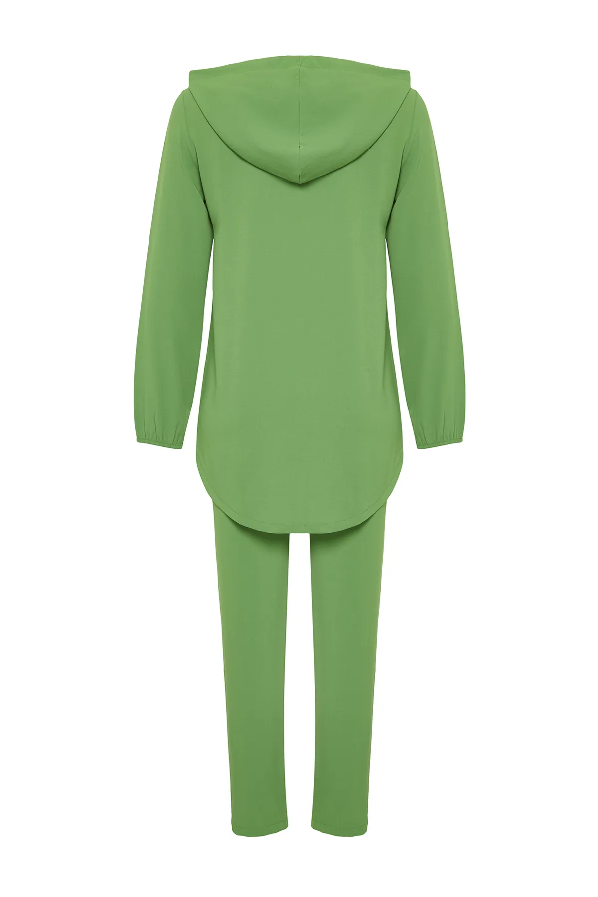 Trendyol Modest  Grünes Set aus Cardigan und Hose mit Kapuze und gewebtem Unterteil und Oberteil TCTSS22US0026