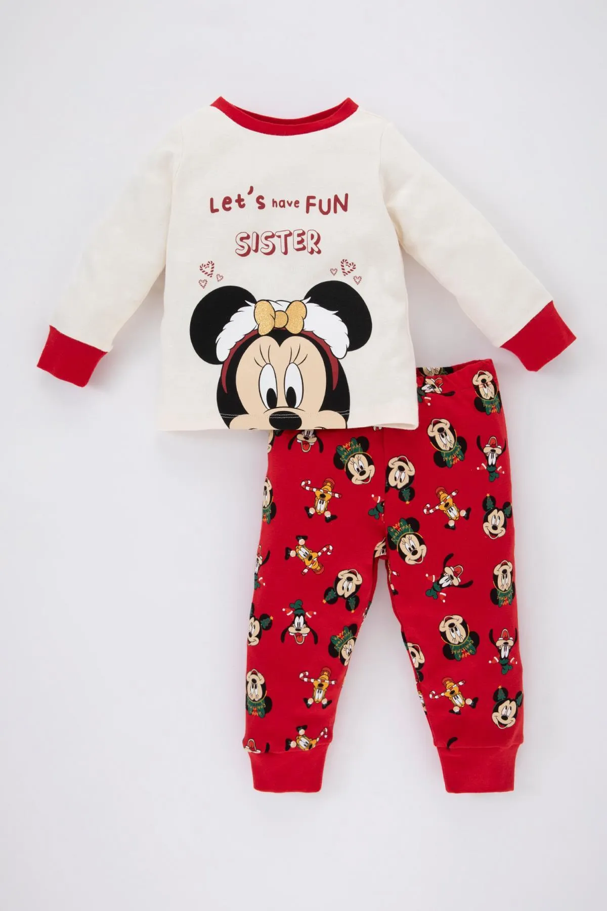 DeFacto  Disney Mickey & Minnie Langarm-Pyjama-Set für Mädchen