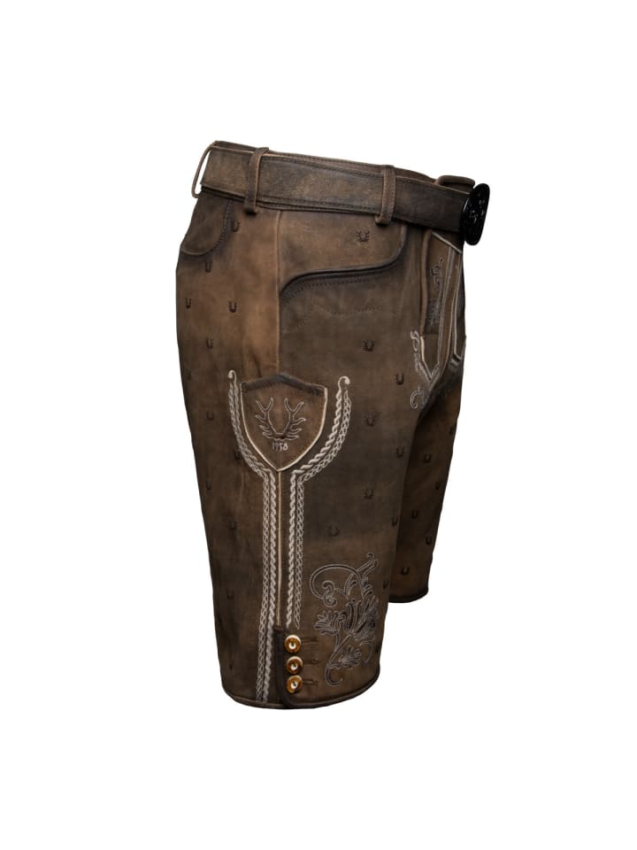 KRÜGER Lederhose Harvey mit Gürtel in braun günstig kaufen