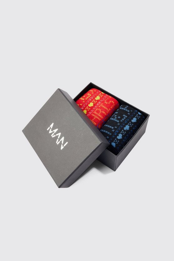 2er-Pack Weihnachts-Socken mit Geschenkbox