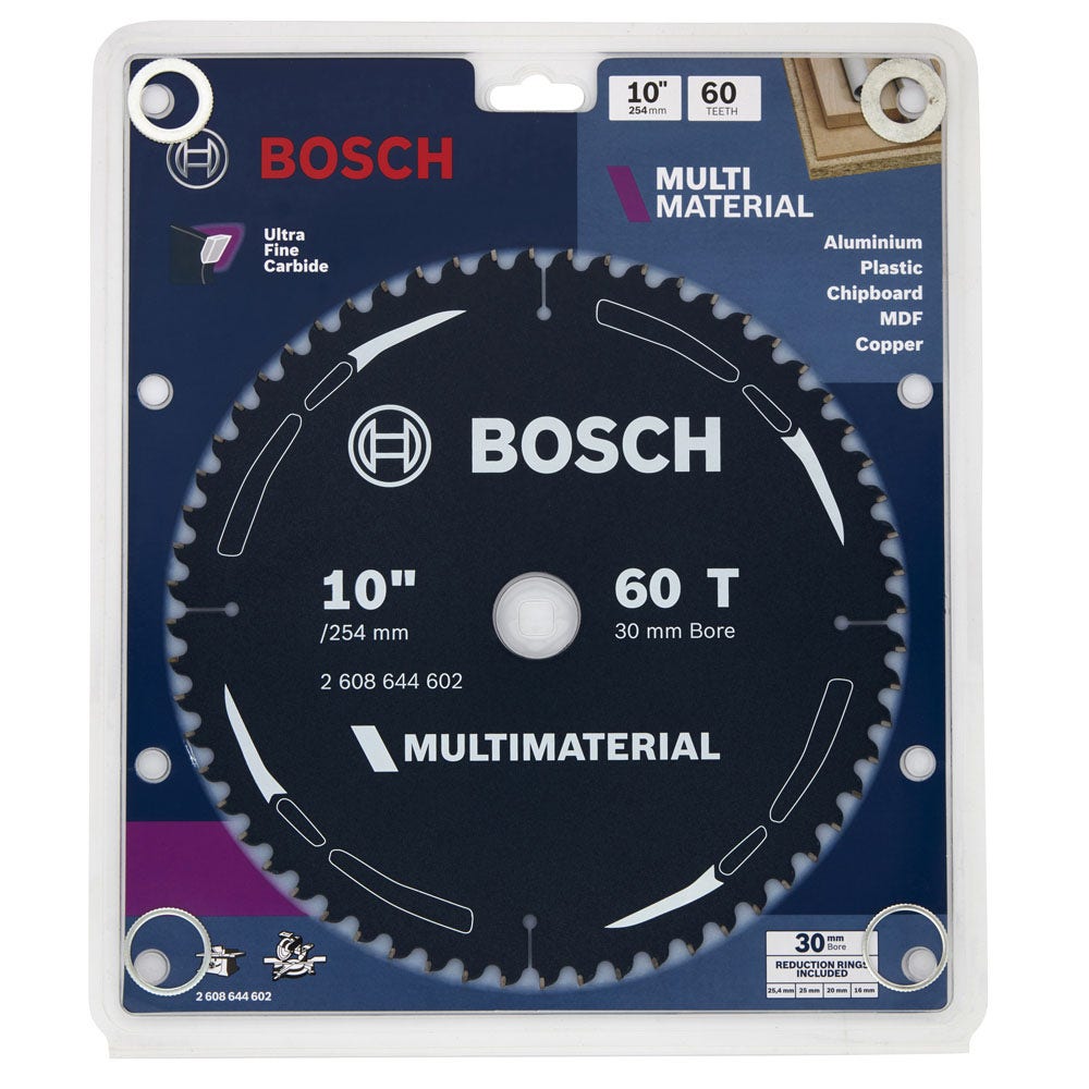 BOSCH 254mm 60T TCT Circular Saw Blade for Multi-Purpose Cutting - MULTIMATERIAL