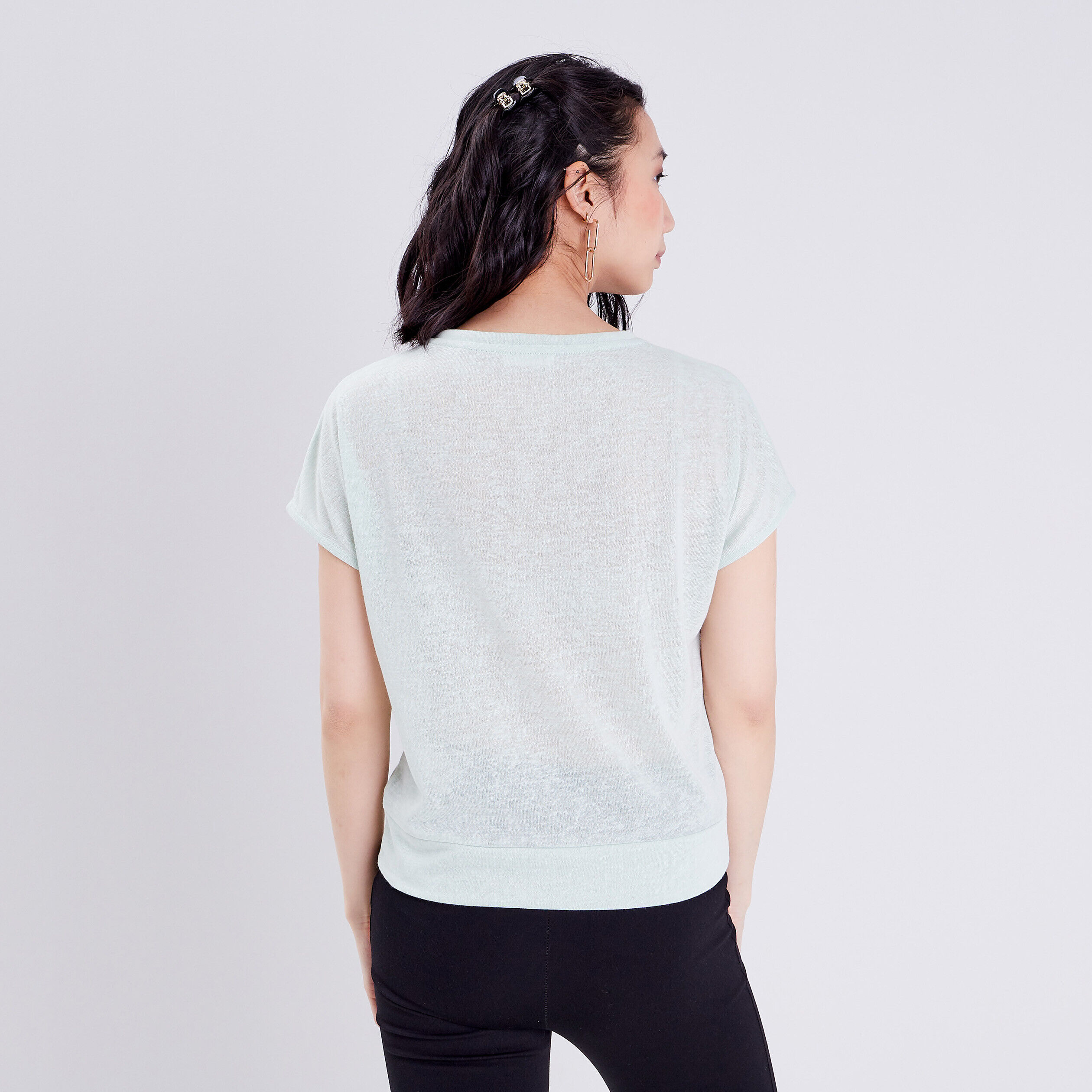 T-shirt manches courtes vert clair femme | Cache Cache