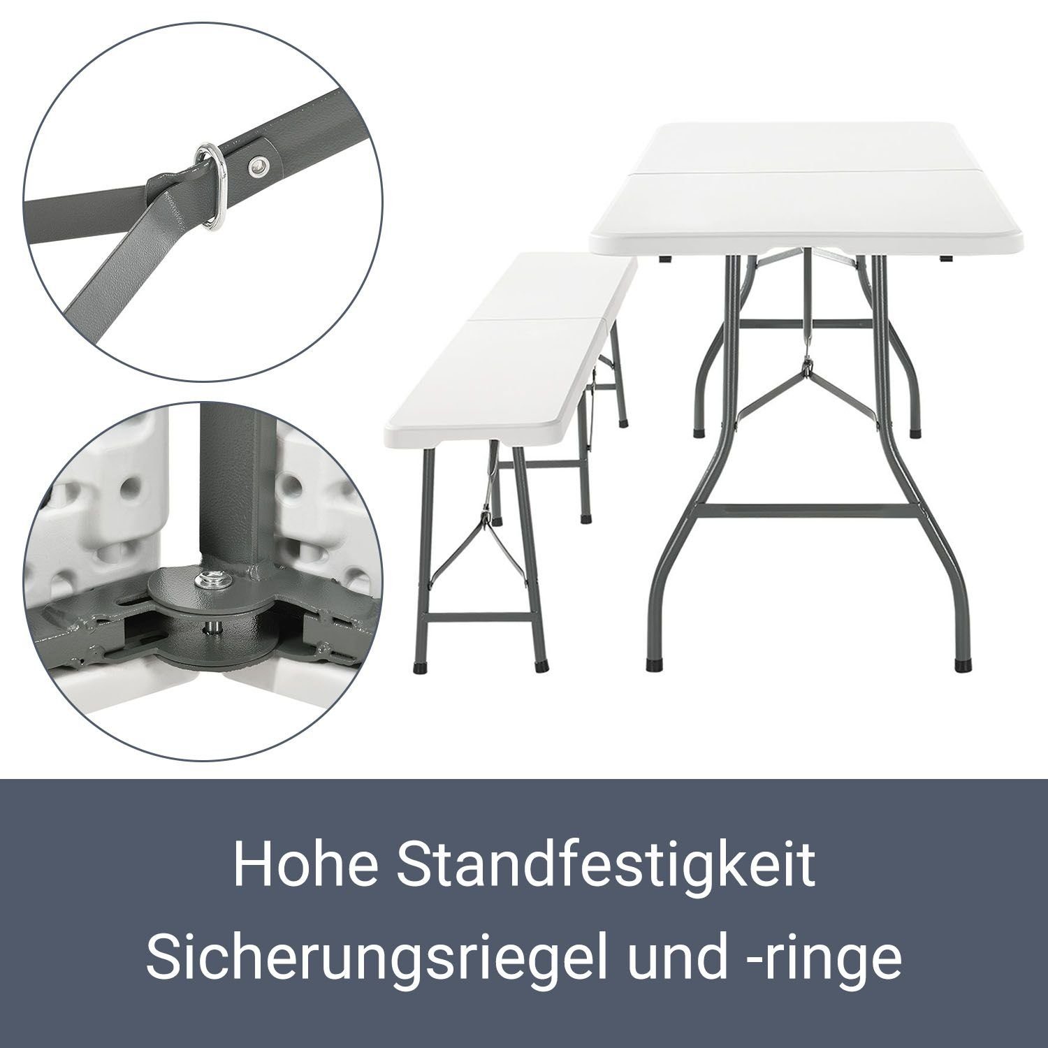 Juskys Bierzeltgarnitur Bayreuth, (3-tlg), pflegeleicht, ideal im Garten oder beim Camping