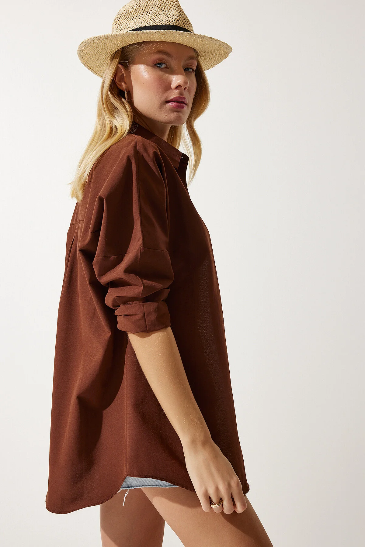 Happiness İstanbul  Hemd - Braun - Oversized