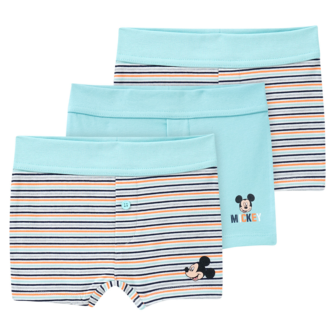 3 Micky Maus Boxer mit Zierknopf