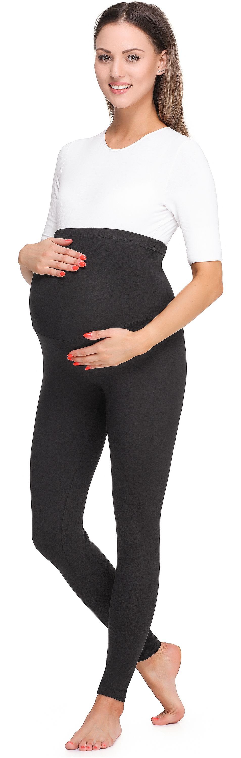 Be Mammy Umstandsleggings Damen Lange Umstandsleggings BE20-257 (1-tlg) elastischer Bund