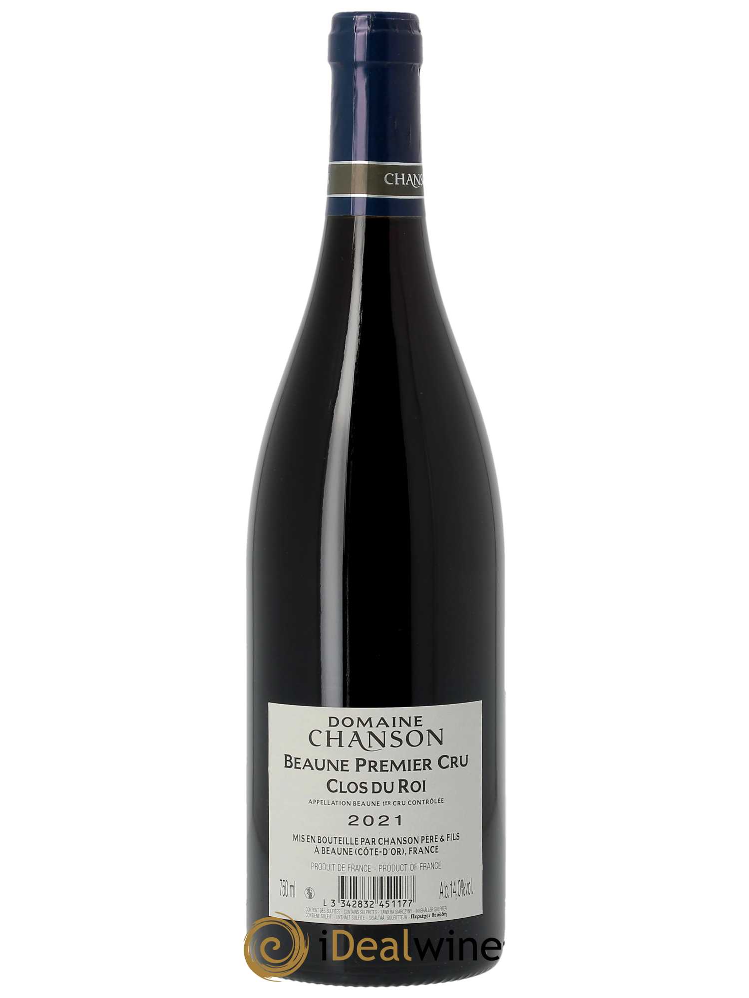 Beaune 1er Cru Clos du Roi Chanson (Domaine)  2021 - Lot de 1 Bouteille