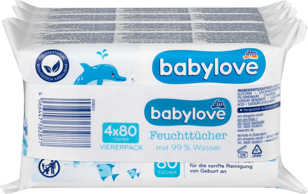 Feuchttücher mit 99% Wasser (4x80 St), 320 St