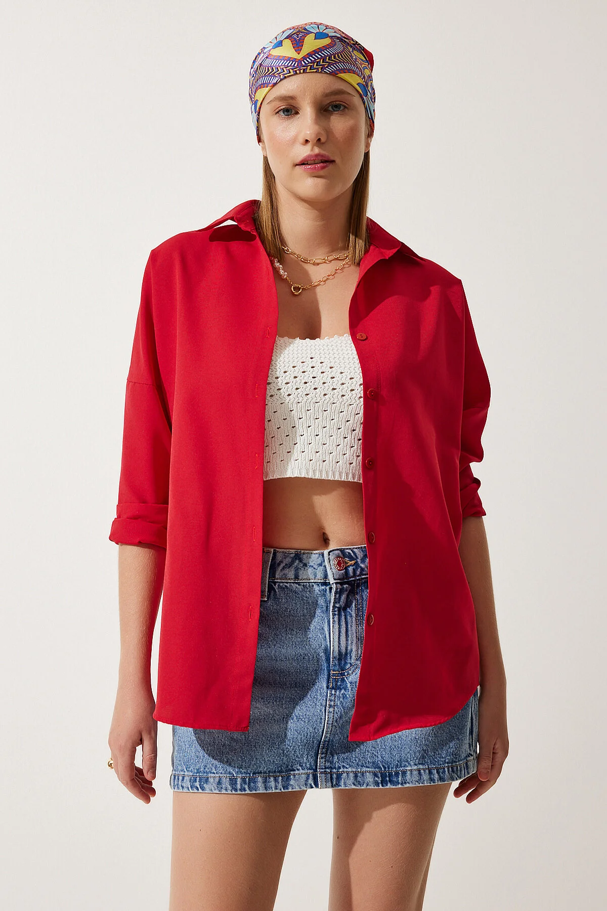 Happiness İstanbul  Hemd - Rot - Oversized