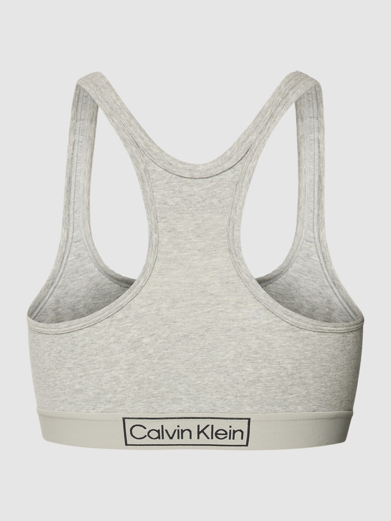 Bustier in Melange-Optik mit elastischem Bund und Label-Detail in silber meliert