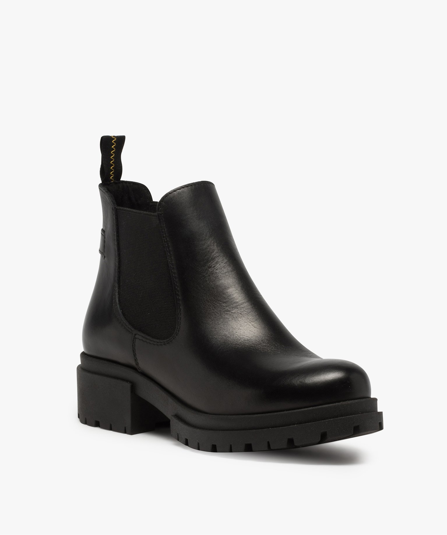 Boots femme style chelsea unis à talon carré et semelle cr... noir | GEMO