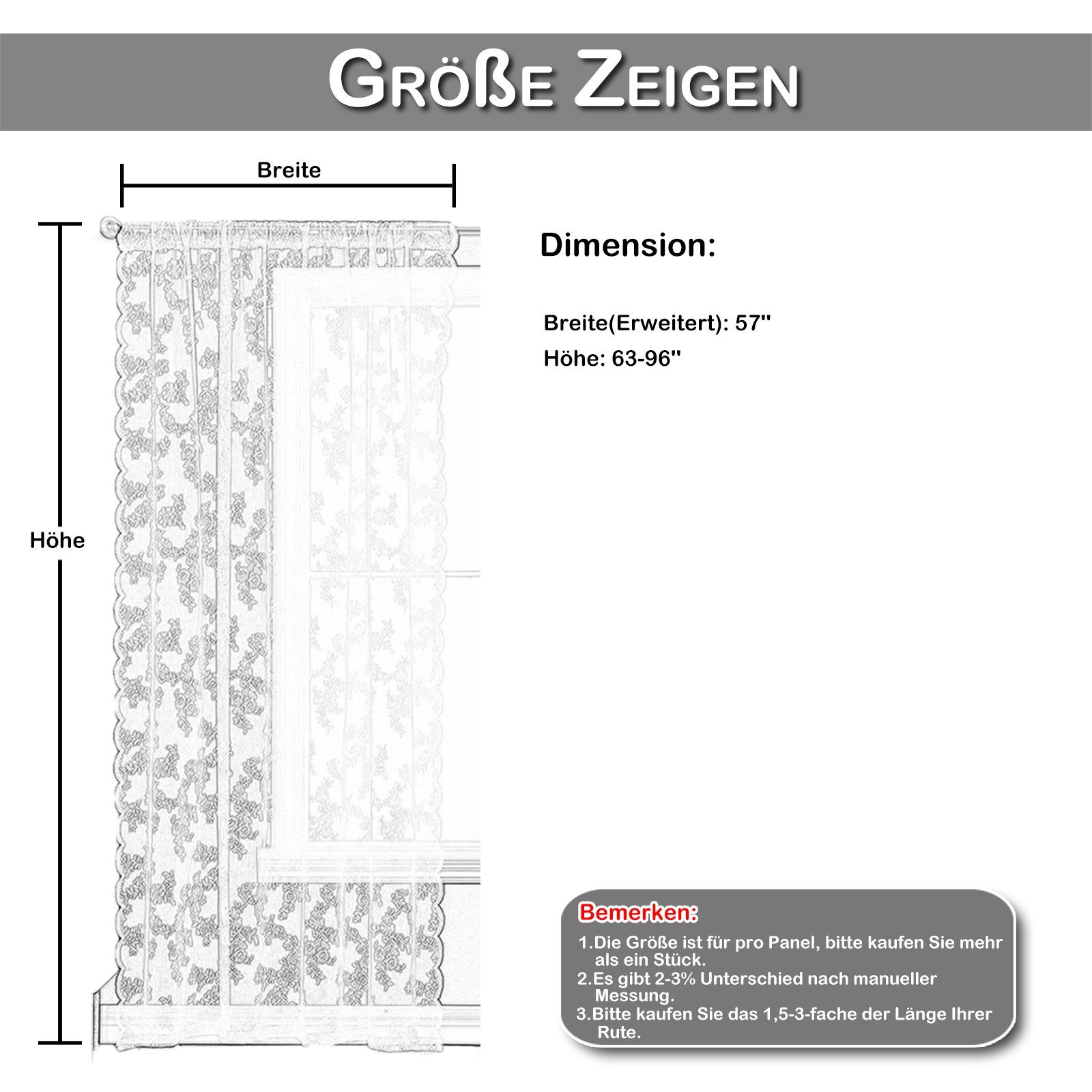 Schiebegardine Vorhang Florale, Spitze Screening Tür Vorhänge, Stabtasche, 3 Farben, BTTO, (1 St), Fensterabschirmung für Wohnzimmer, Schlafzimmer, Patio(1/2 St), H×B: 160×145;183×145;213×145;244×145;274x145