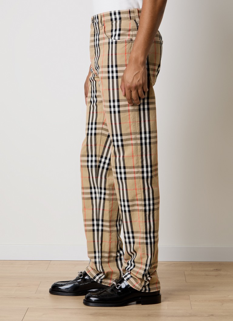 Blugi cu croială dreaptă în carouri Burberry
