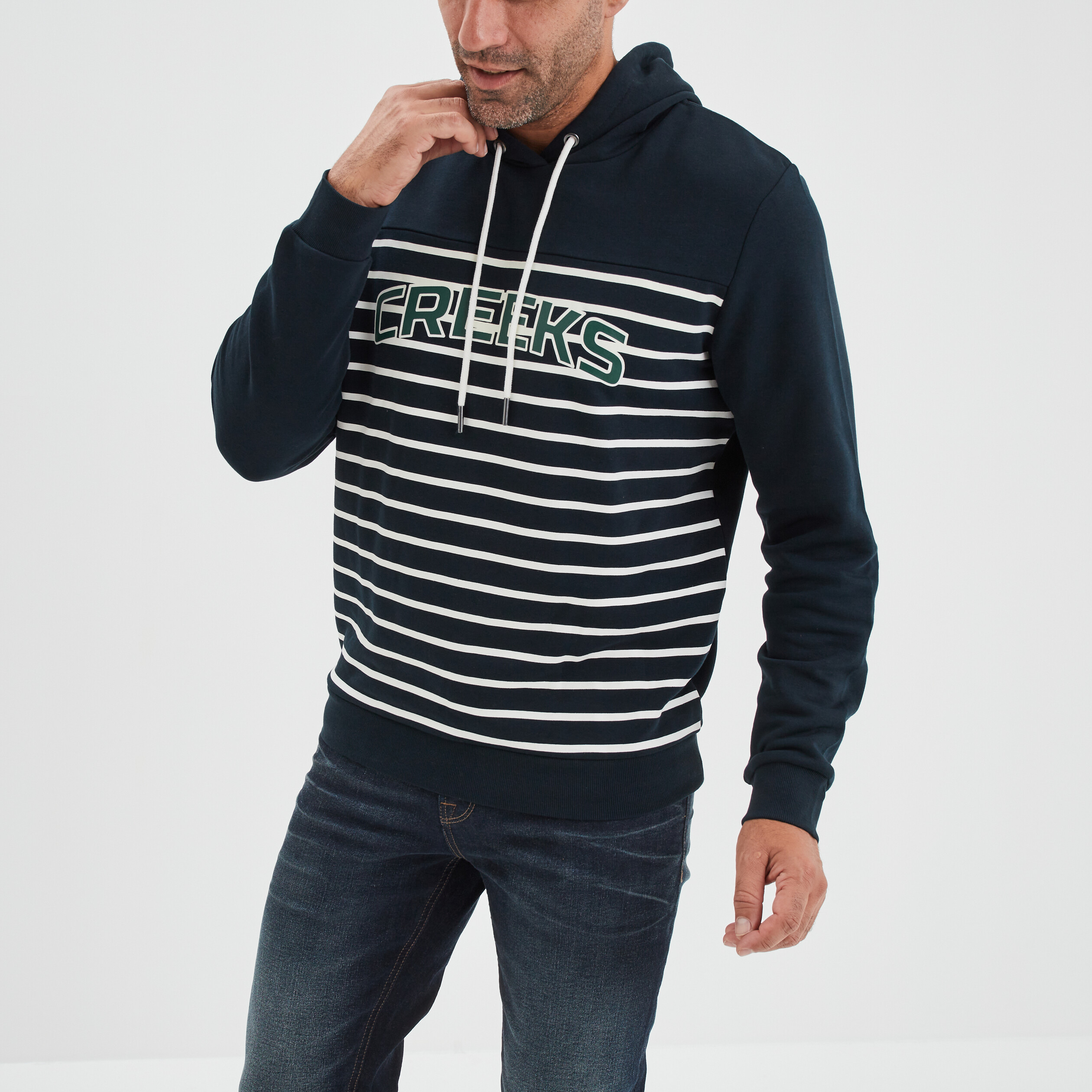 Sweat à capuche hoodie Creeks bleu marine homme | La Halle