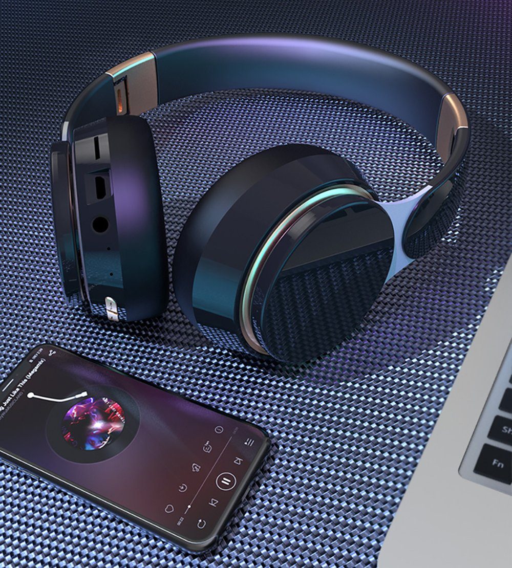 YSDYM Bluetooth Kopfhörer Over Ear, [Bis zu 52 Std] Kabellose Kopfhörer Bluetooth-Kopfhörer (mit 3 EQ-Modi,HiFi Stereo Faltbare Headset mit Mikrofon)