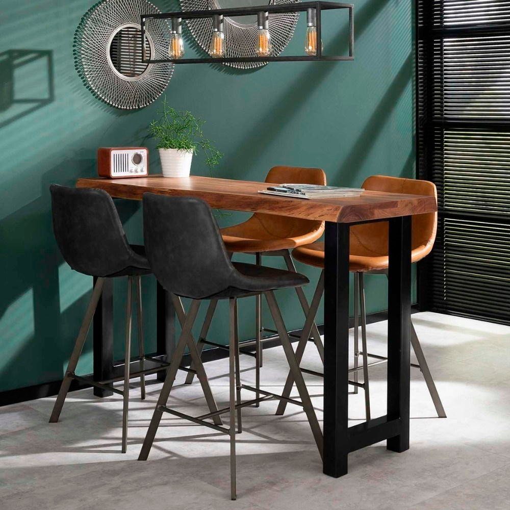 RINGO-Living Bartisch Massivholz Bartisch Ajala in Natur-dunkel und Schwarz-matt, Möbel