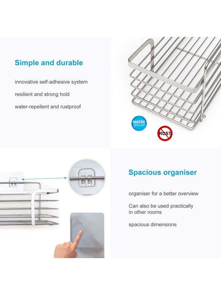 Intirilife Duschablage selbstklebend in Silber günstig kaufen onesize