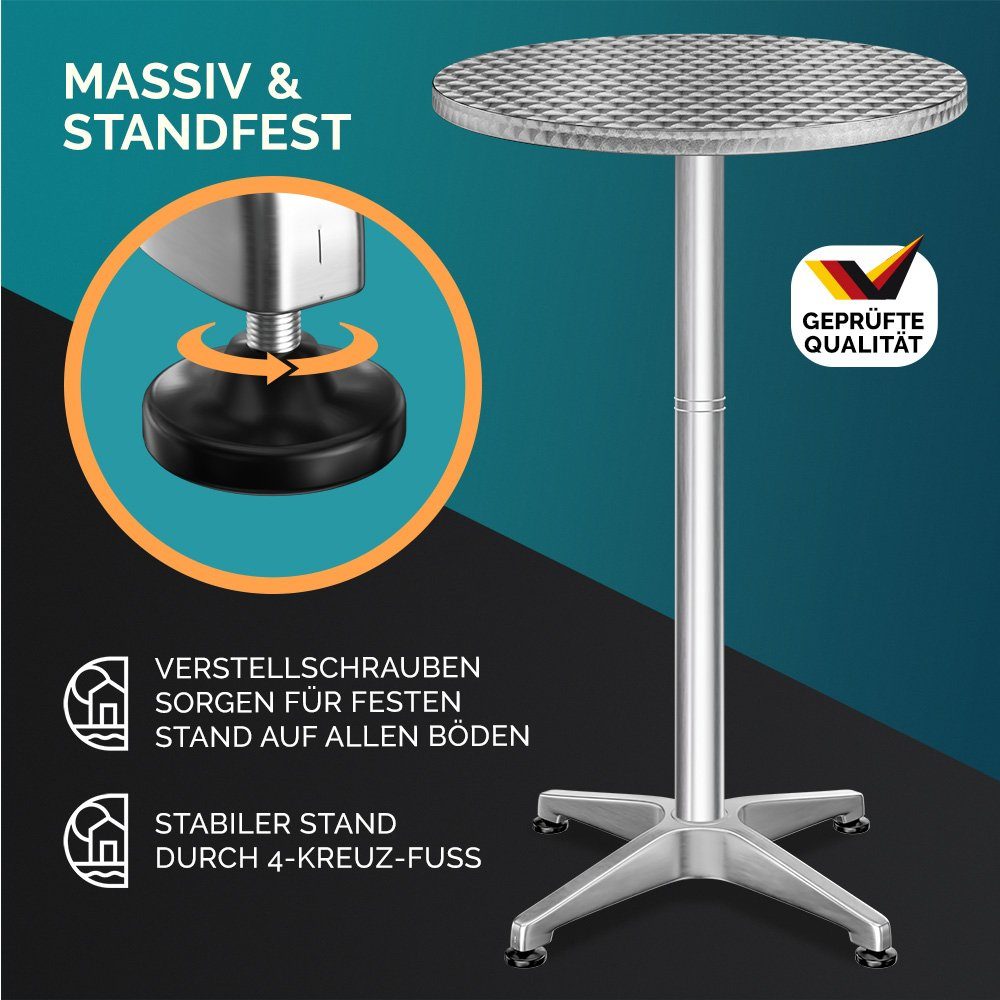 Casaria Stehtisch, Klappbar Höhenverstellbar 70cm/115cm Aluminium Rund Ø 60cm Wetterfest