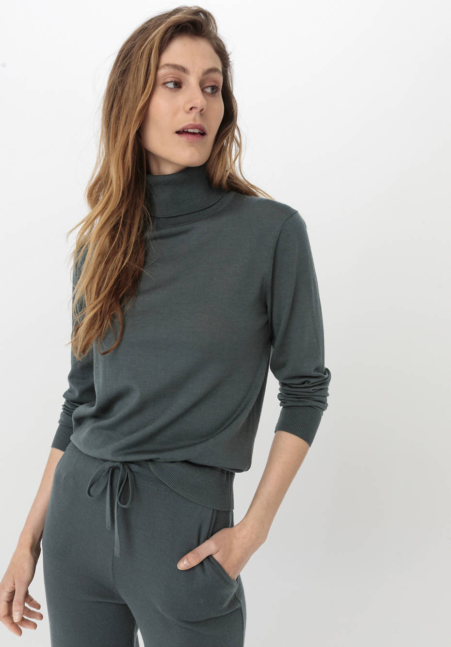 Rollkragenpullover aus reiner Bio-Merinowolle