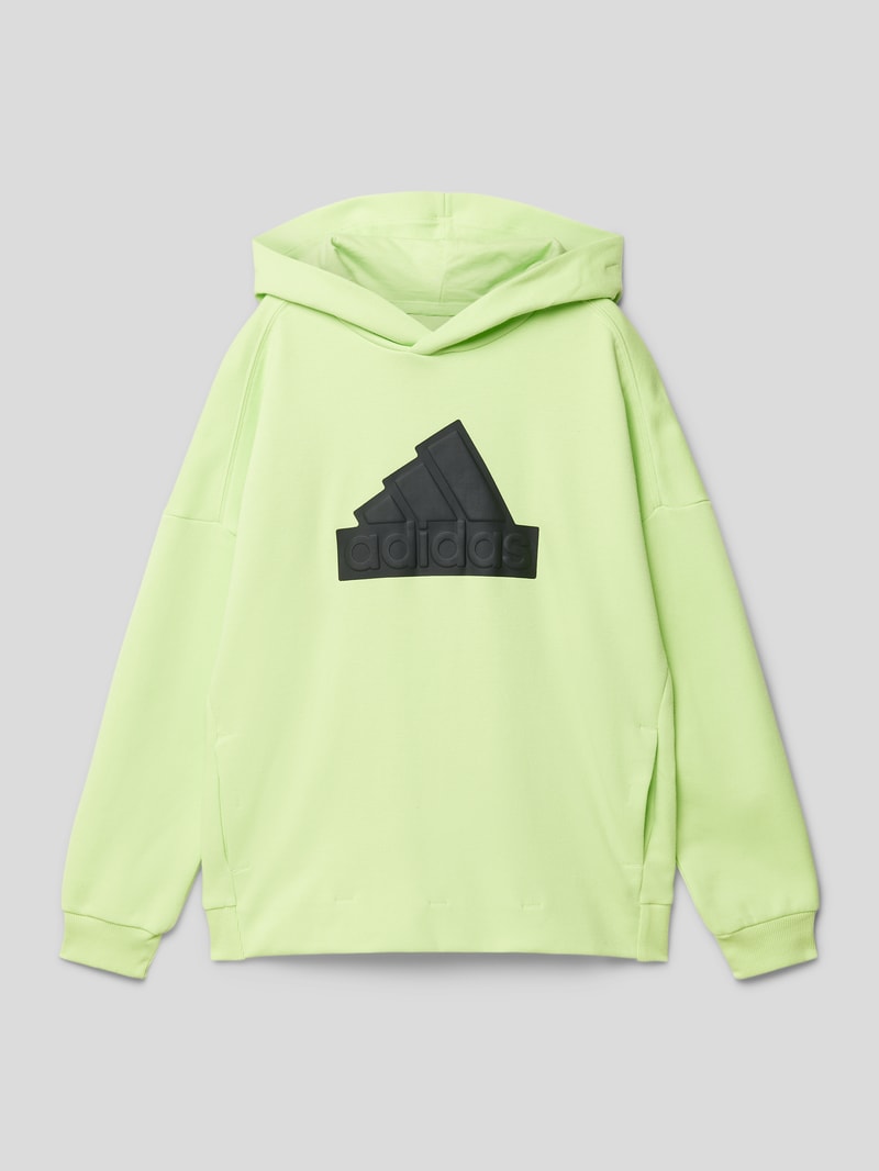 Hoodie mit Label-Print in apfelgrün