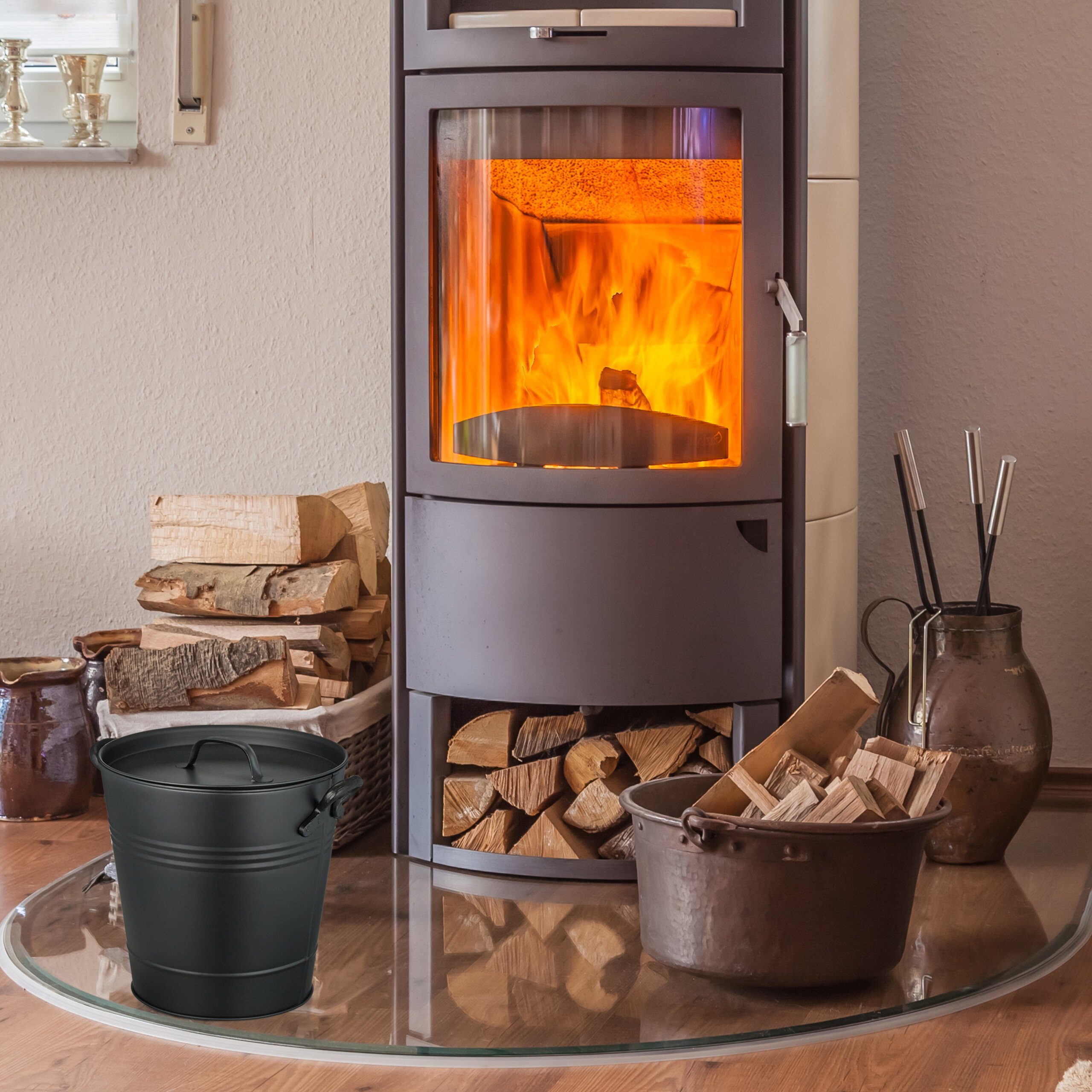 relaxdays Mülleimer Ascheeimer mit Deckel 19 Liter