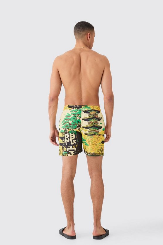 Mittellange Badehose mit Print