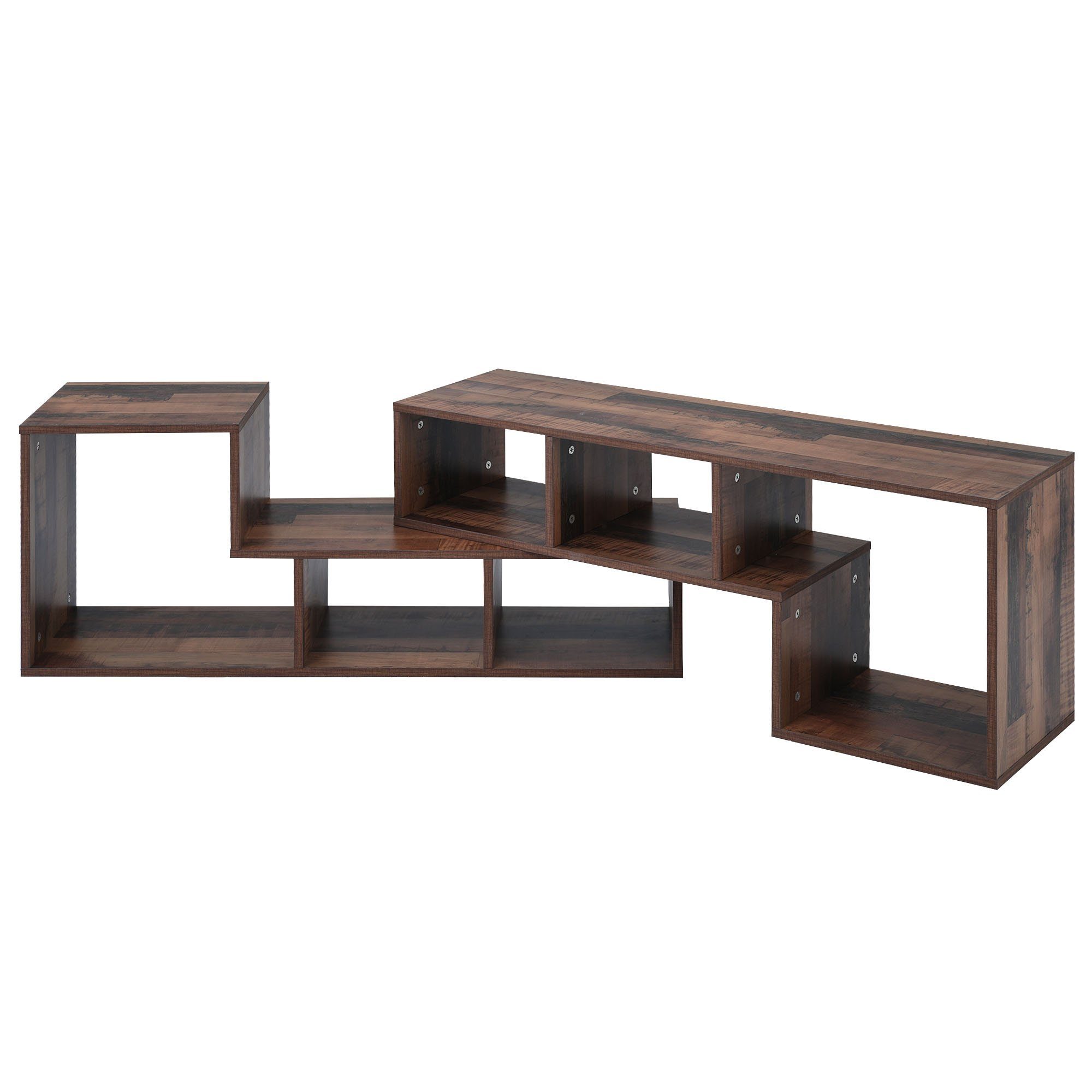 REDOM TV-Schrank Lowboard,verstellbar mit LED-Beleuchtung Bücherregal, TV-Ständer