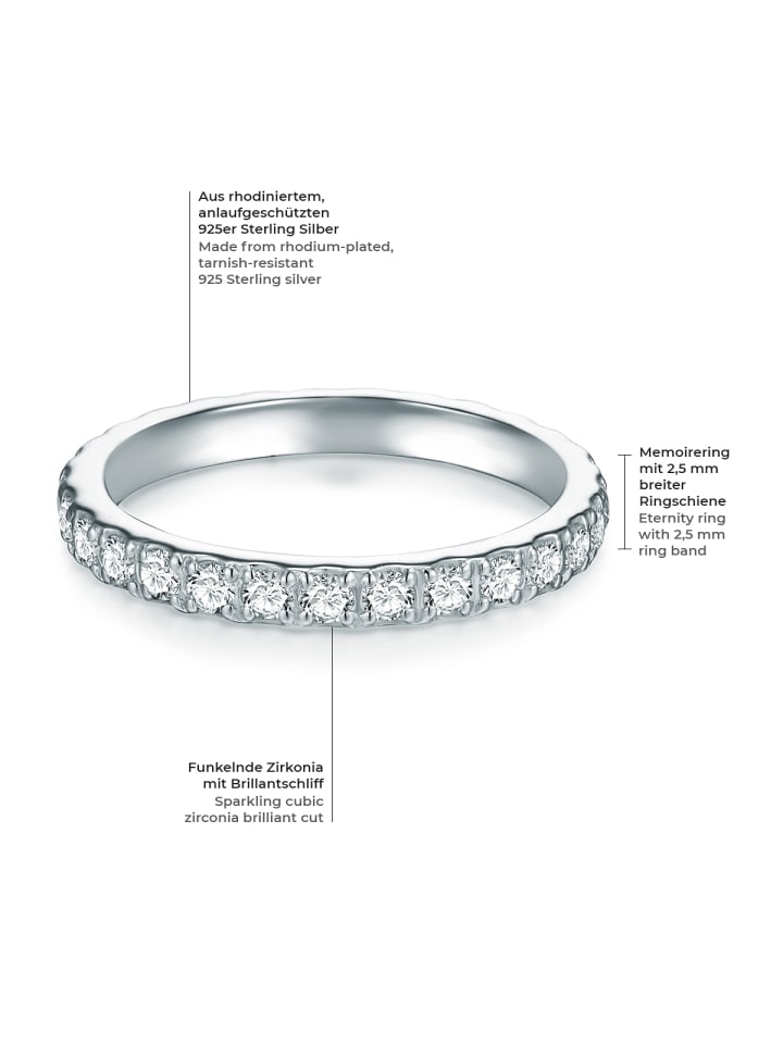 Trilani Ring Sterling Silber Zirkonia weiß in silber günstig kaufen