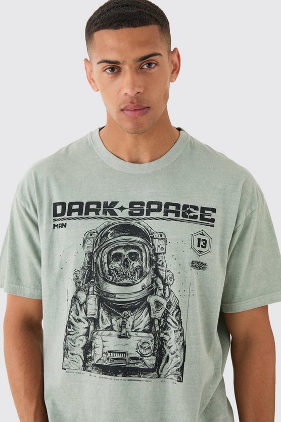 Oversize T-Shirt mit Skelett-Print