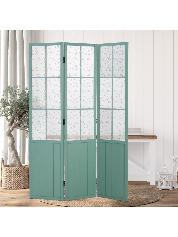 Homestyle4u 3-tlg. Paravent in Türkis 120x170 günstig kaufen onesize