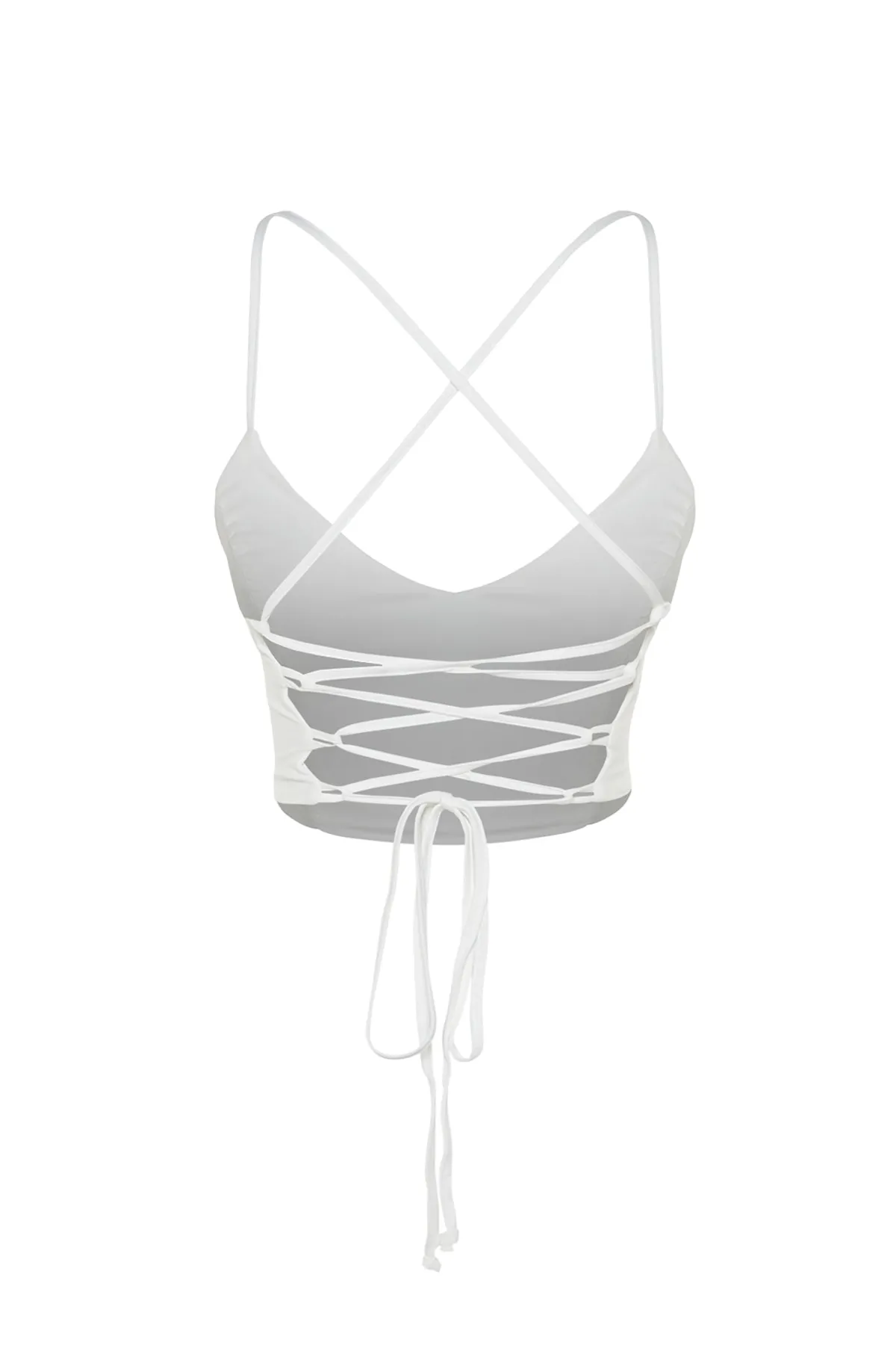 Trendyol Collection  Ecrufarbenes, bauchfreies, gefüttertes Bustier aus Webstoff TPRSS21BS0009