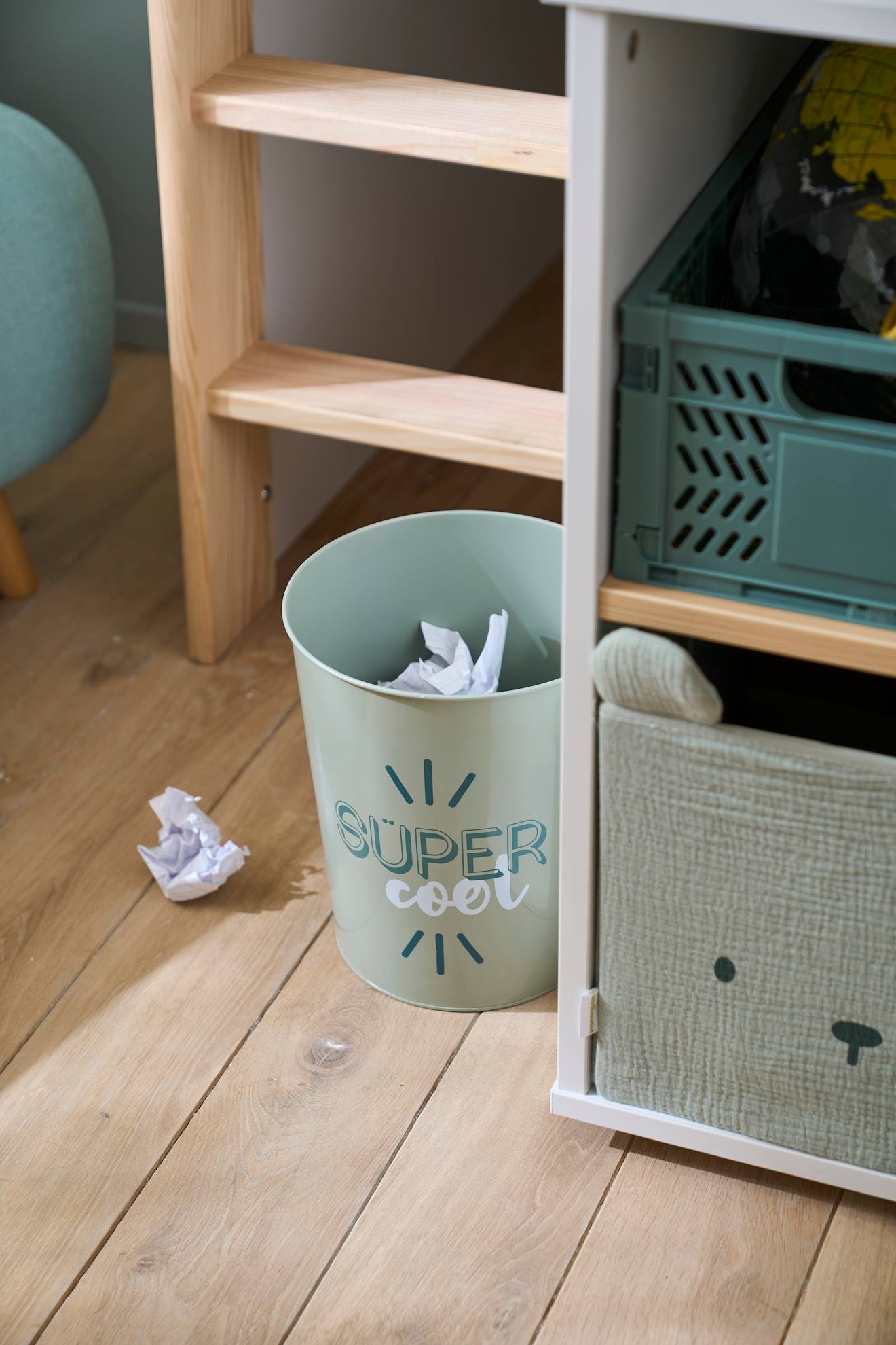 Vertbaudet Kinderzimmer Papierkorb - hellblau