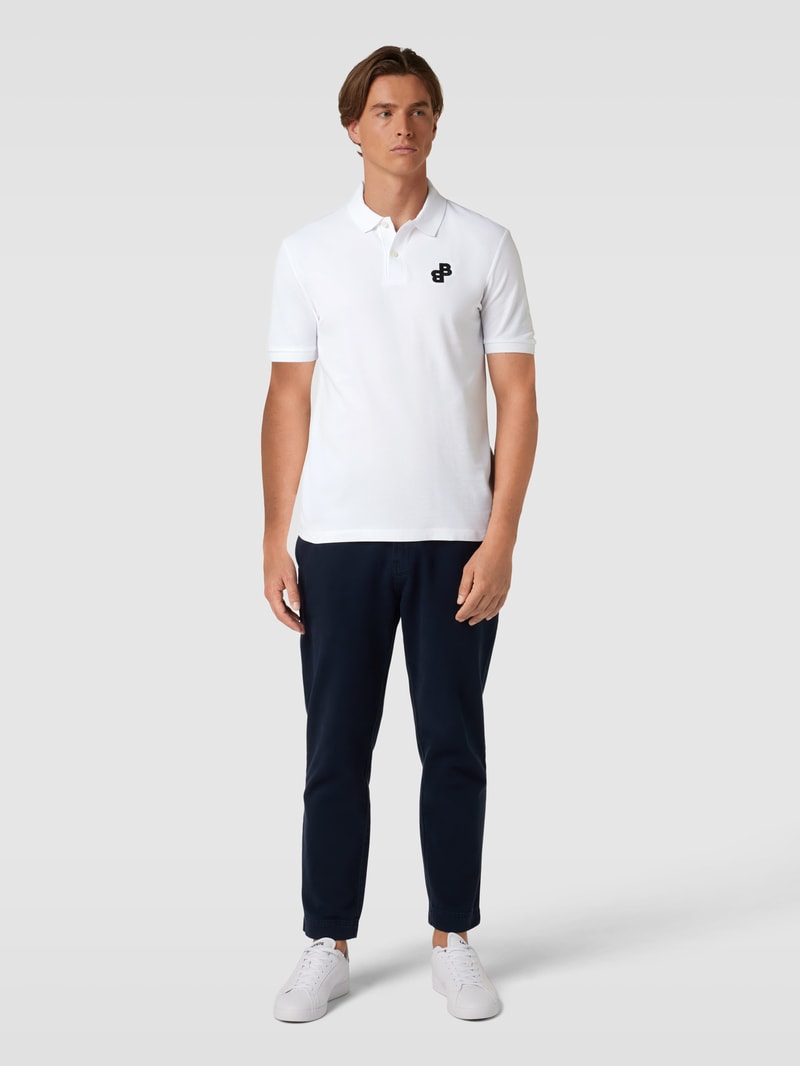 Poloshirt mit Label-Stitching Modell 'Parlay' in weiß