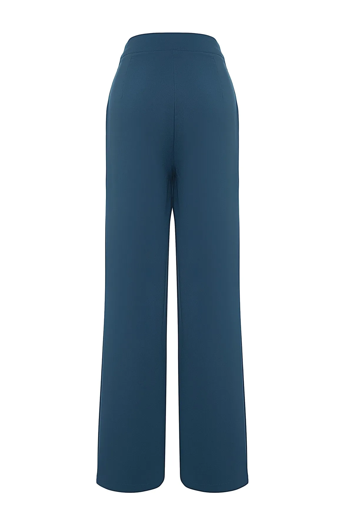 Trendyol Collection  Petrolfarbene Hose mit weitem Bein/Webhose mit weitem Bein und hoher Taille TWOAW22PL0066