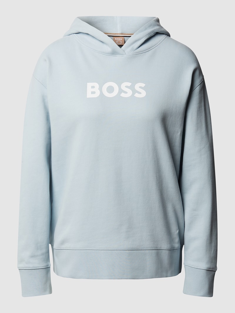 Hoodie mit Label-Print in hellblau