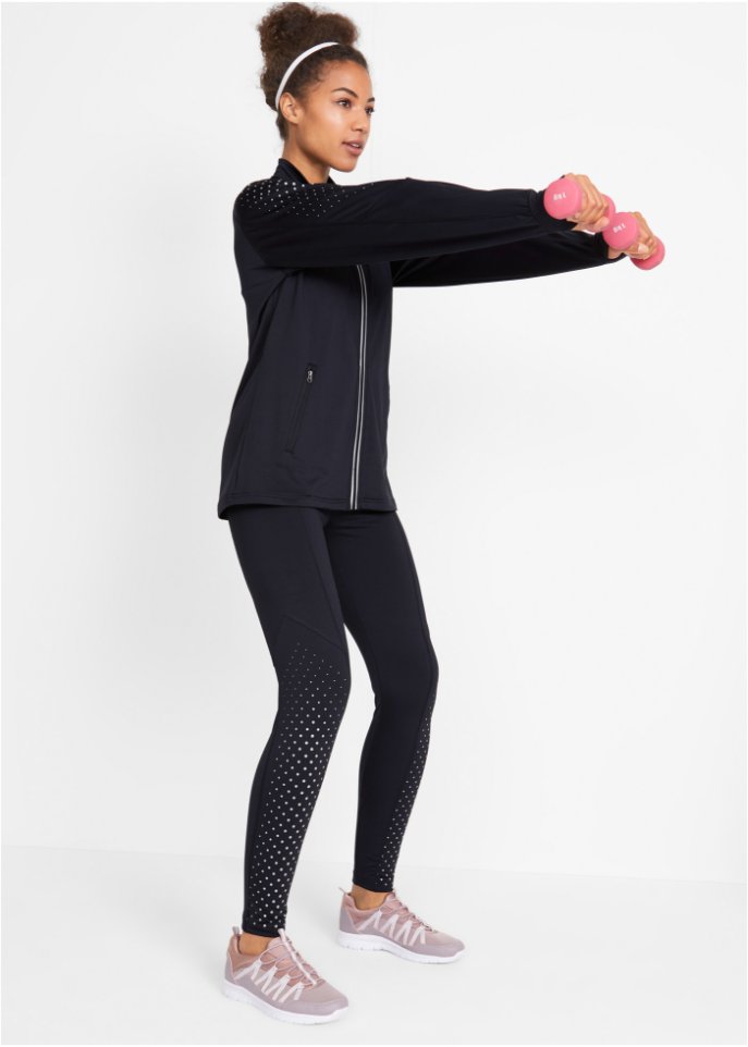 Thermo-Leggings mit reflektierendem Druck, knöchelfrei