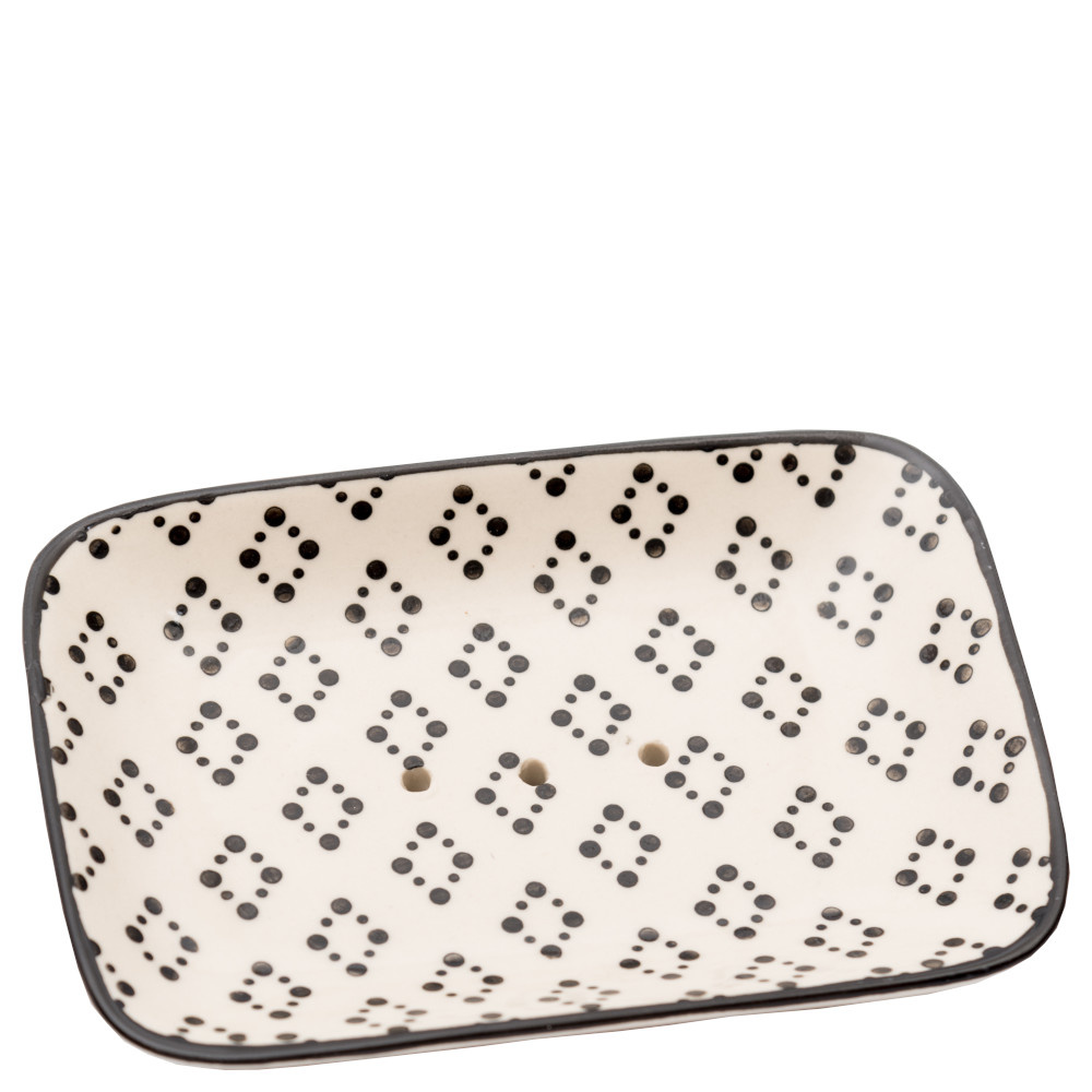 La savonnerie de nyons Porte-Savon Rectangulaire Pattern Noir Porte-savon