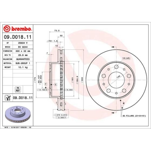 09.D018.11 BREMSSCHEIBE BREMBO VA  VP1 - ATU