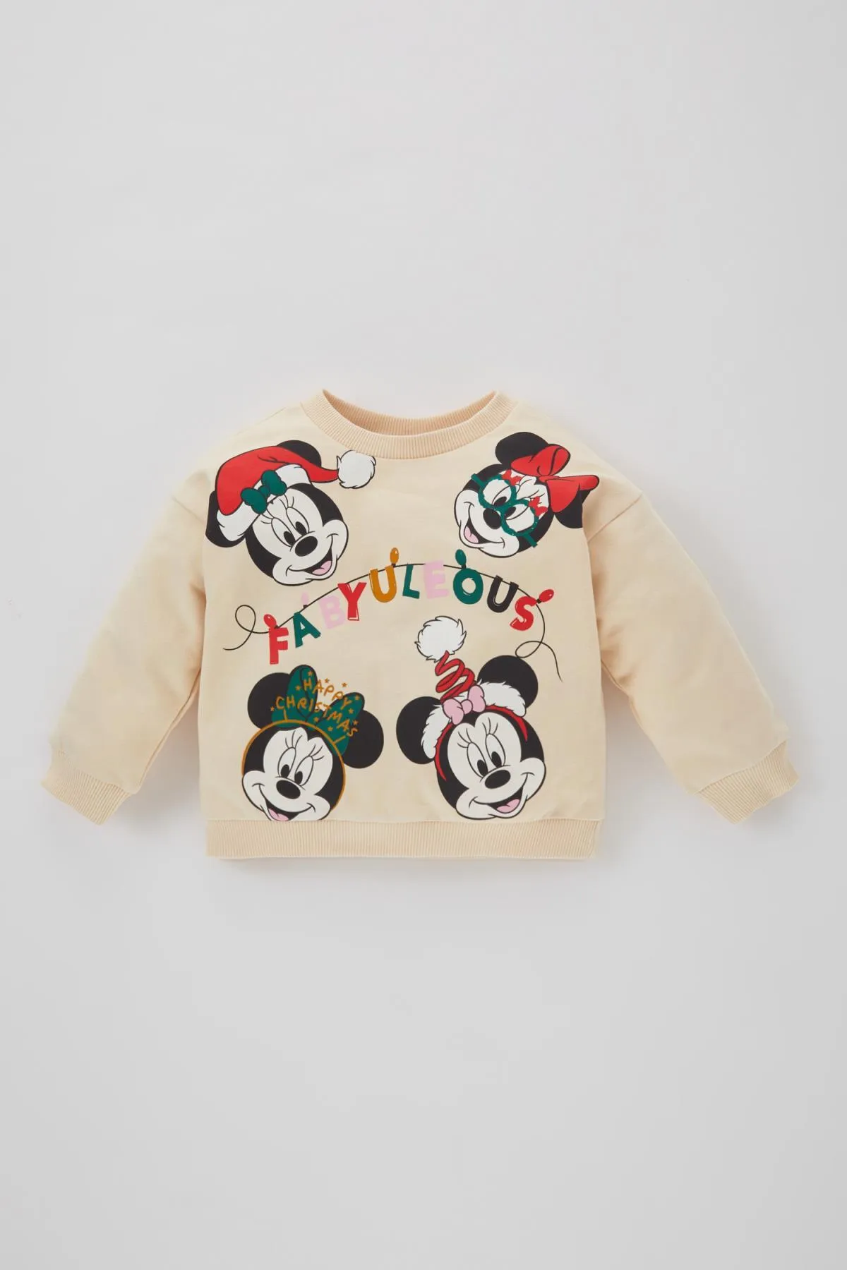 DeFacto  Weich gefüttertes Disney Mickey & Minnie Rundhals-Sweatshirt mit Weihnachtsmotiv für Baby-Mädchen