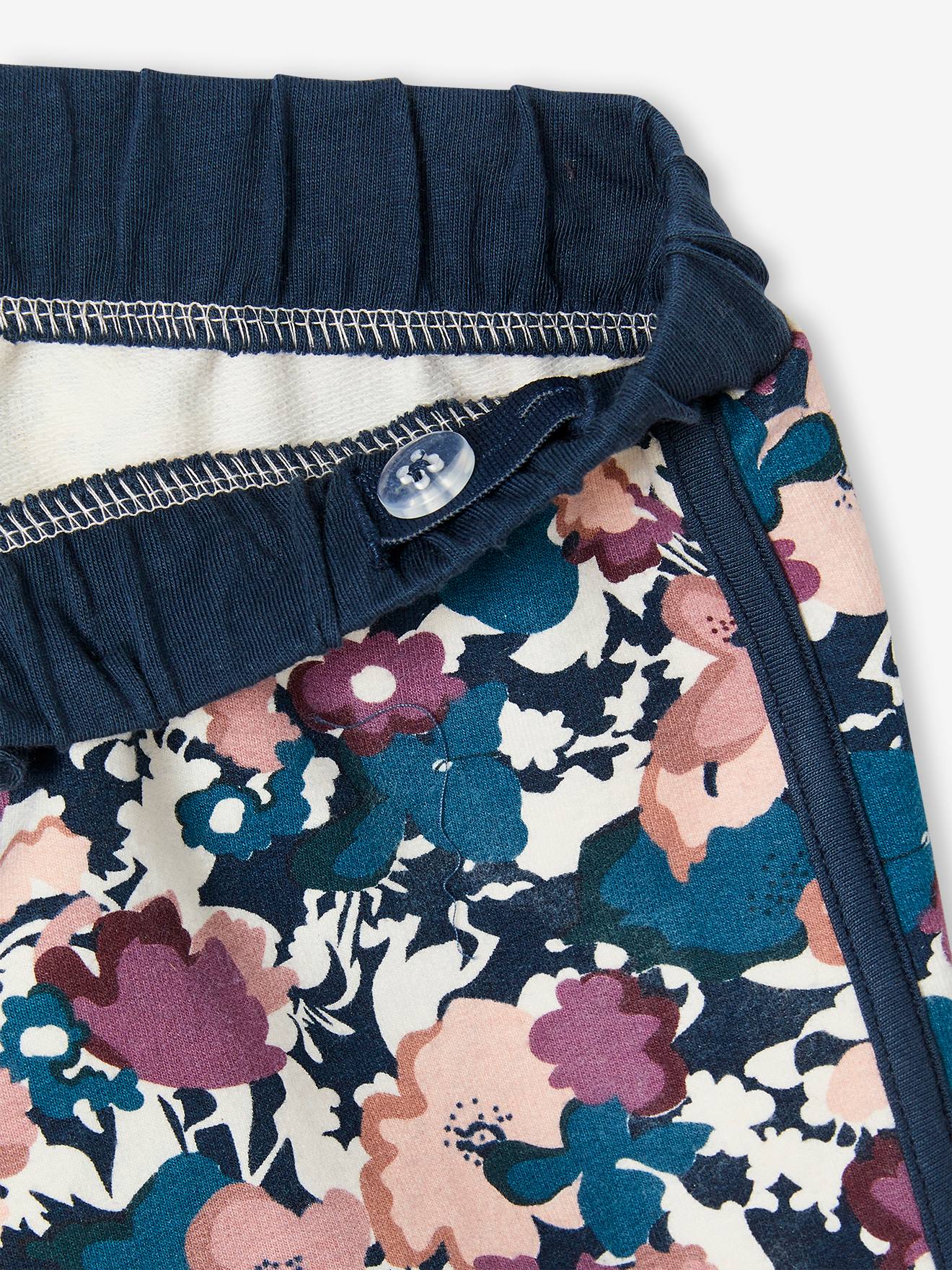 Short de sport imprimé fleurs fille bleu imprimé