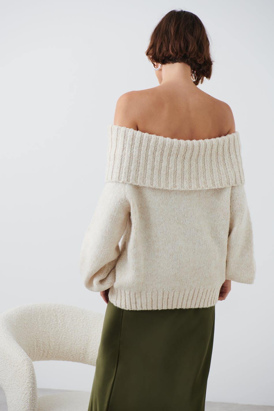 Off shoulder knit sweater