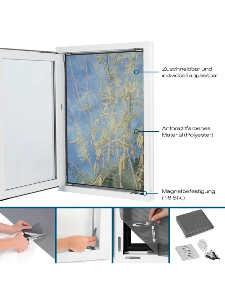 HOBERG Fenster-Pollenschutz 150 x 130 cm Fliegengitten Moskitonetz günstig kaufen onesize