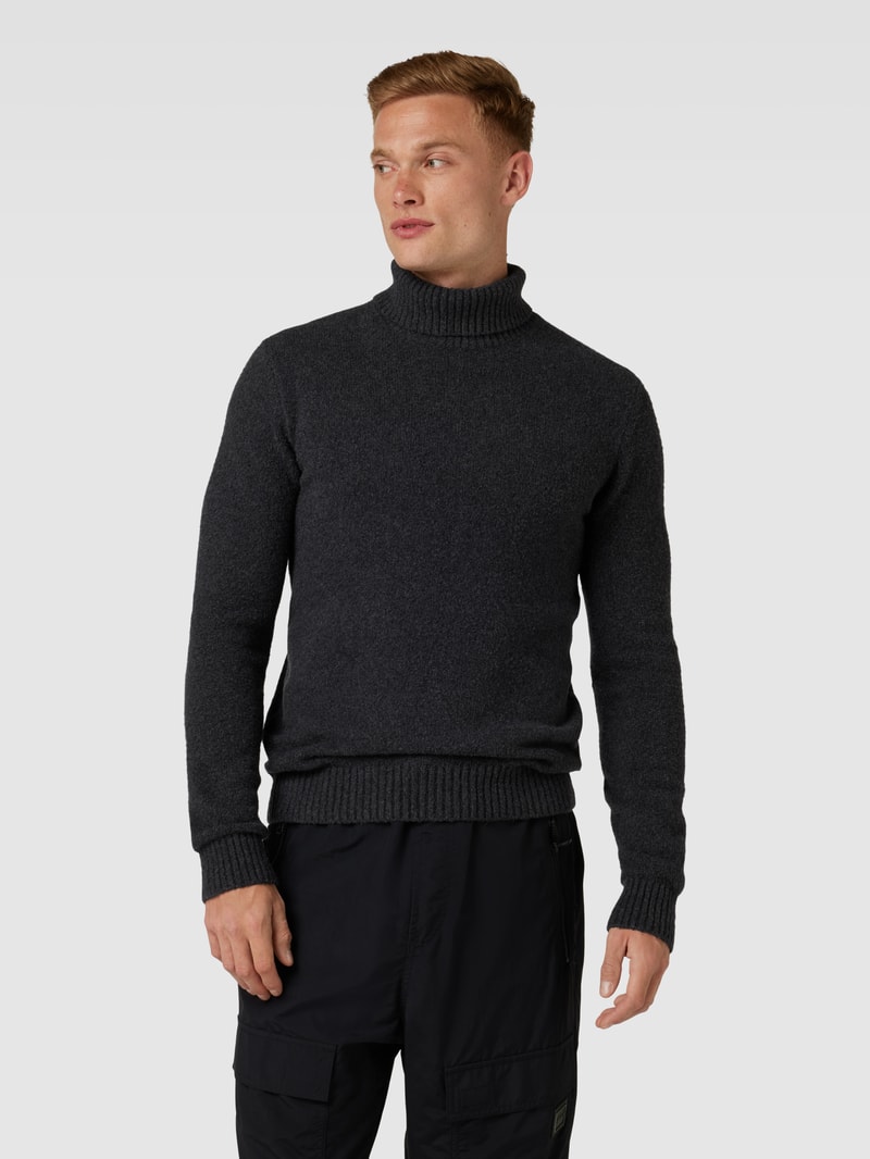 Rollkragenpullover in unifarbenem Design Modell 'Zino' in anthrazit