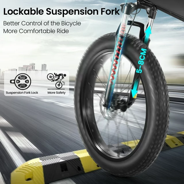 Funcid Electric Bike, 26x4 Fat Tire Electric Bike for Adults 500W Ebike Foldable Adult Electric Mountain Bicycles with 48V 10Ah Battery