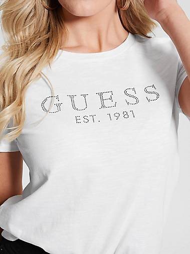 GUESS Damen T-Shirt CRYSTAL EASY